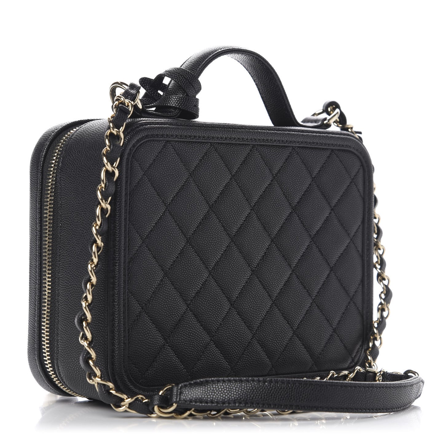 Caviar Quilted Medium CC Filigree Vanity Case Black