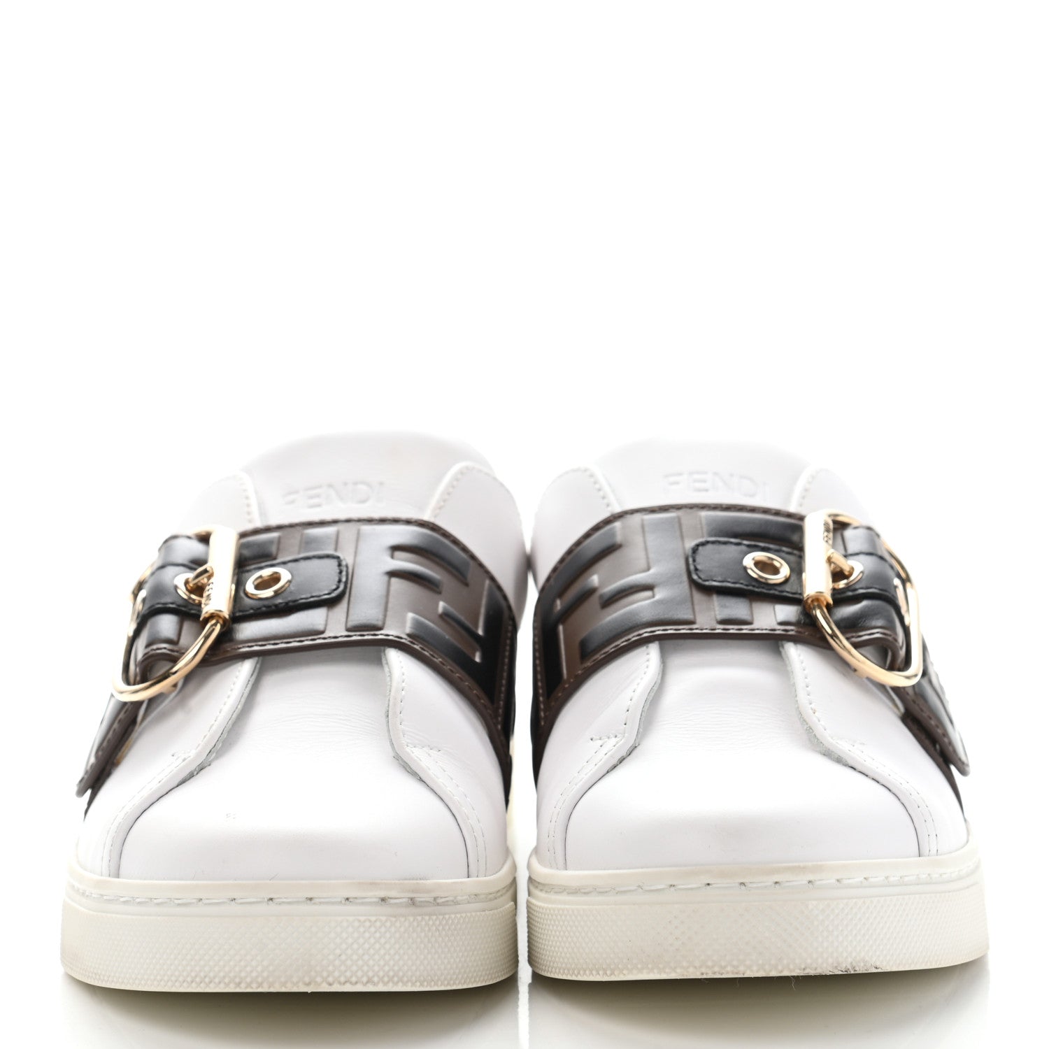 Fendi Vitello FF Embossed Womens Slip On Sneakers 35.5 Ultra White Maya Black 2 of 14