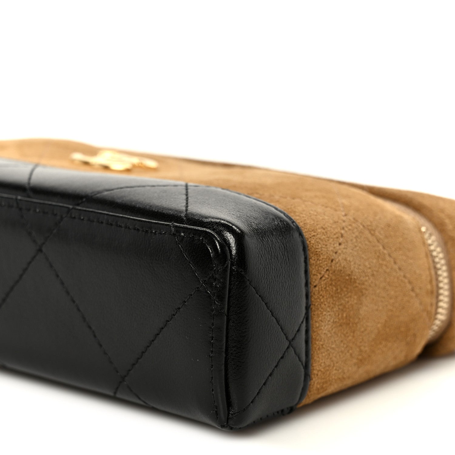 Chanel Suede Calfskin Shiny Lambskin Stitched Top Handle Slim