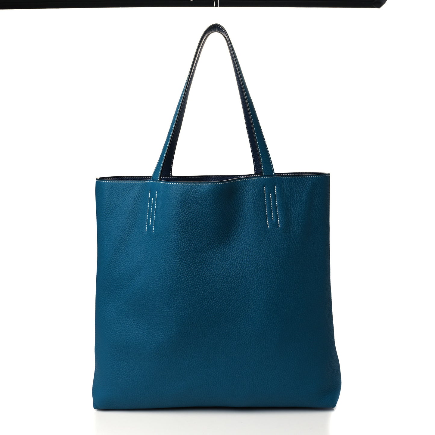 Taurillon Clemence Double Sens 45 Reversible Tote Bleu Izmir Bleu Saphir
