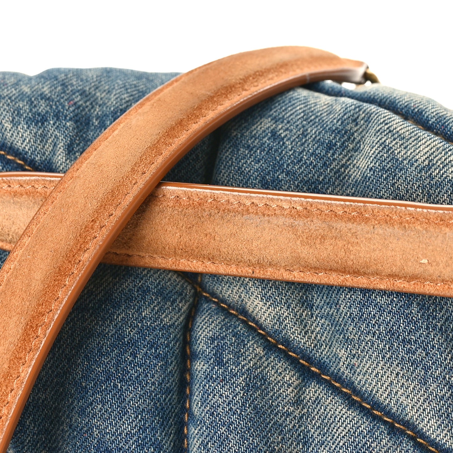 Denim Quilted Toy Loulou Puffer Monogram Chain Satchel Blue Cinnamon