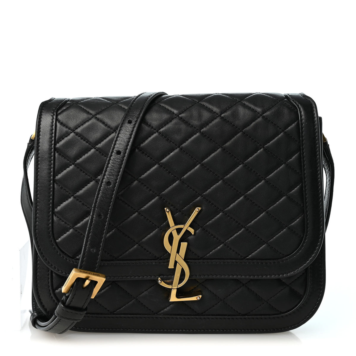 Lambskin Quilted Monogram Medium Solferino Satchel Black