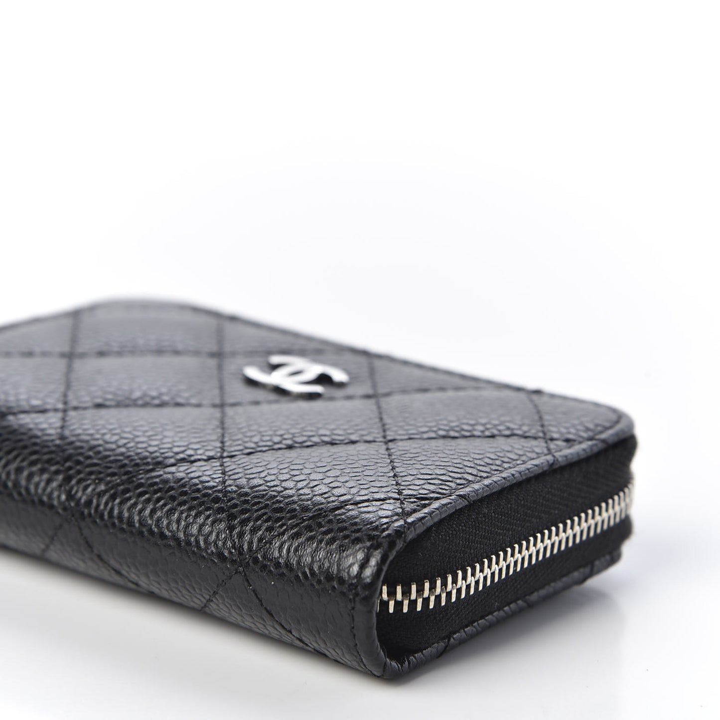 Caviar Quilted Zip Coin Purse Black