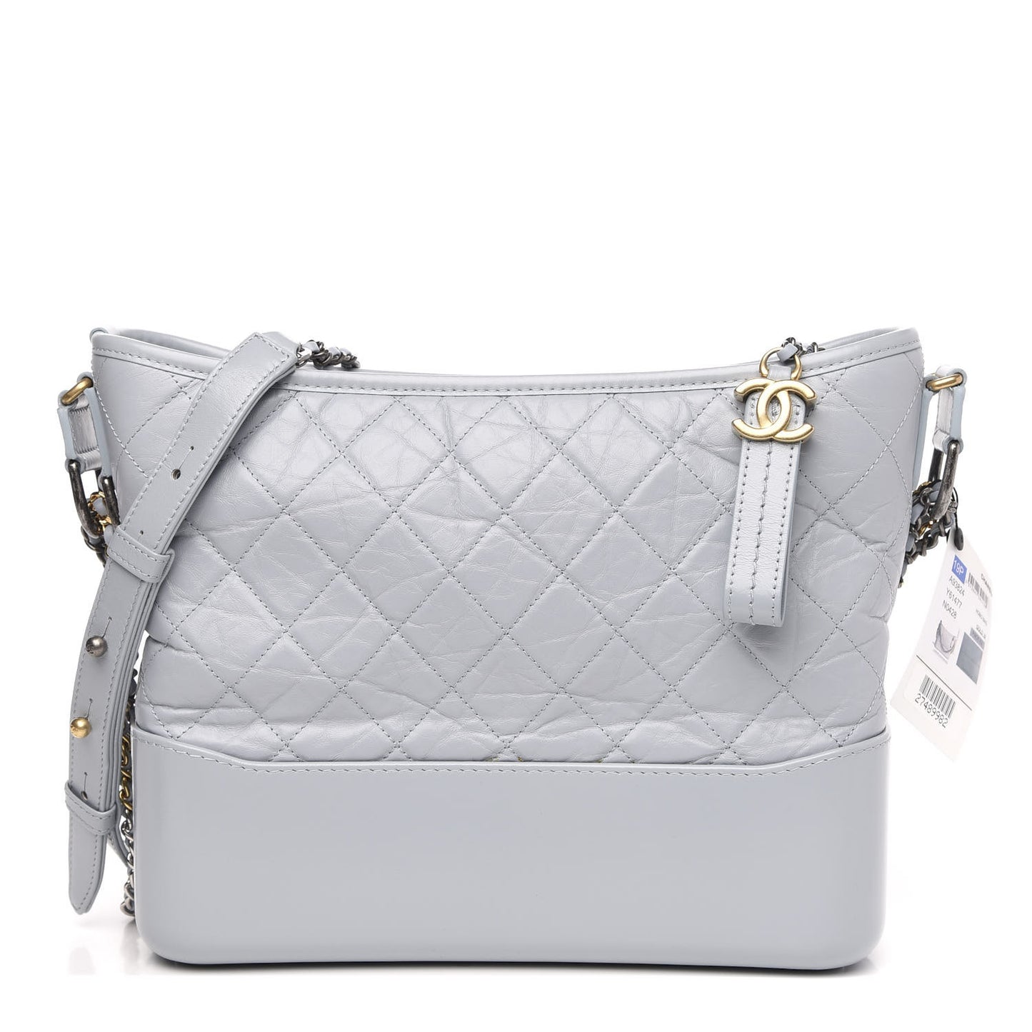 Aged Calfskin Quilted Medium Gabrielle Hobo Light Blue