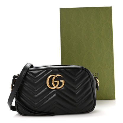 Gucci Calfskin Matelasse Small GG Marmont Chain Shoulder Bag Black 11 of 11