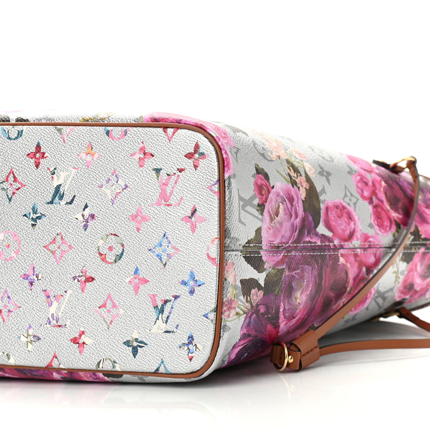 Metallic Monogram LV Garden Neverfull MM Silver