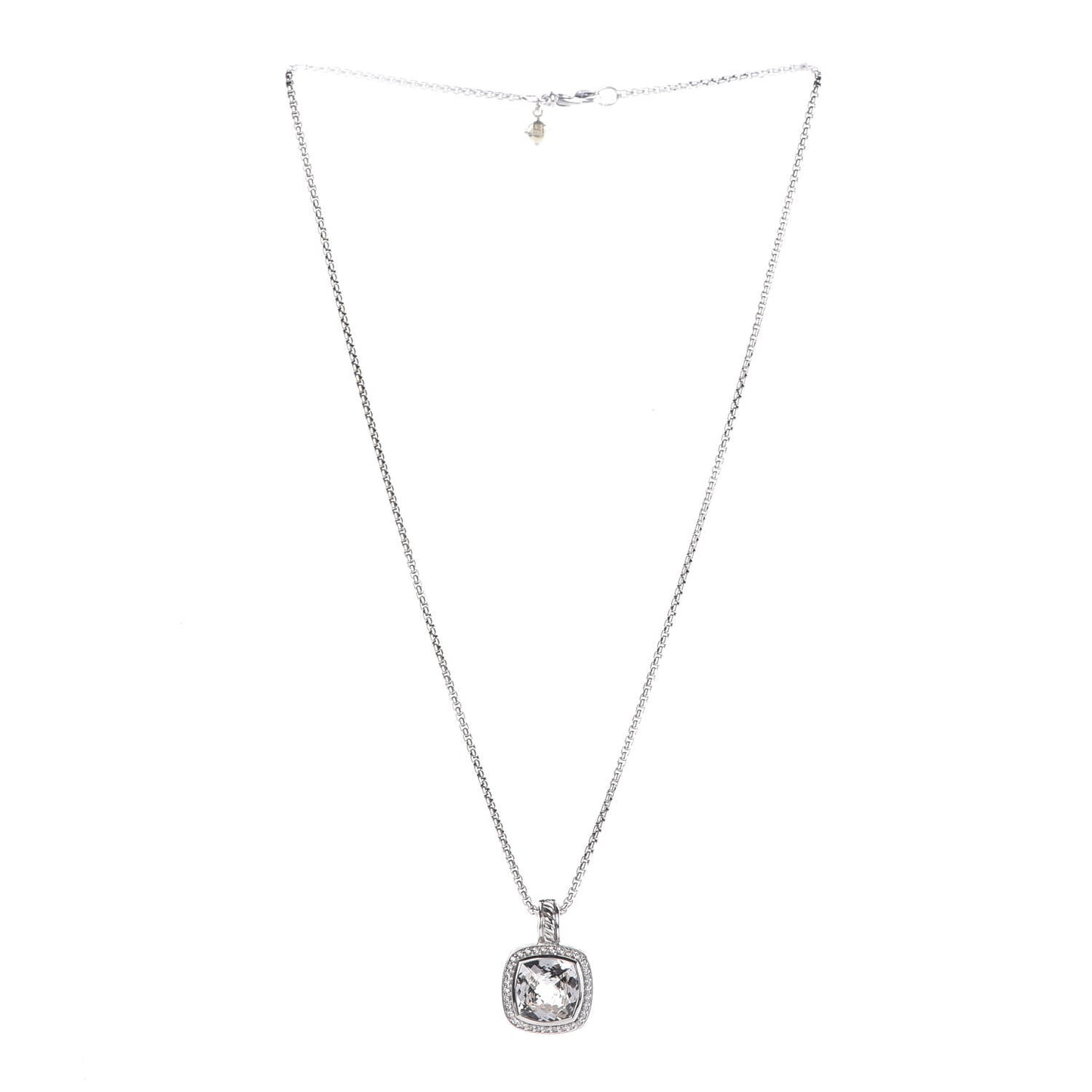 Sterling Silver Diamond White Topaz 11mm Albion Pendant Necklace