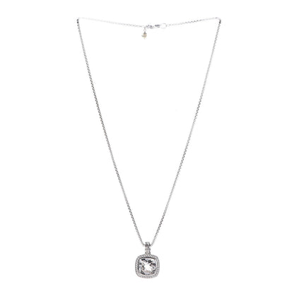 David Yurman Sterling Silver Diamond White Topaz 11mm Albion Pendant Necklace 3 of 5
