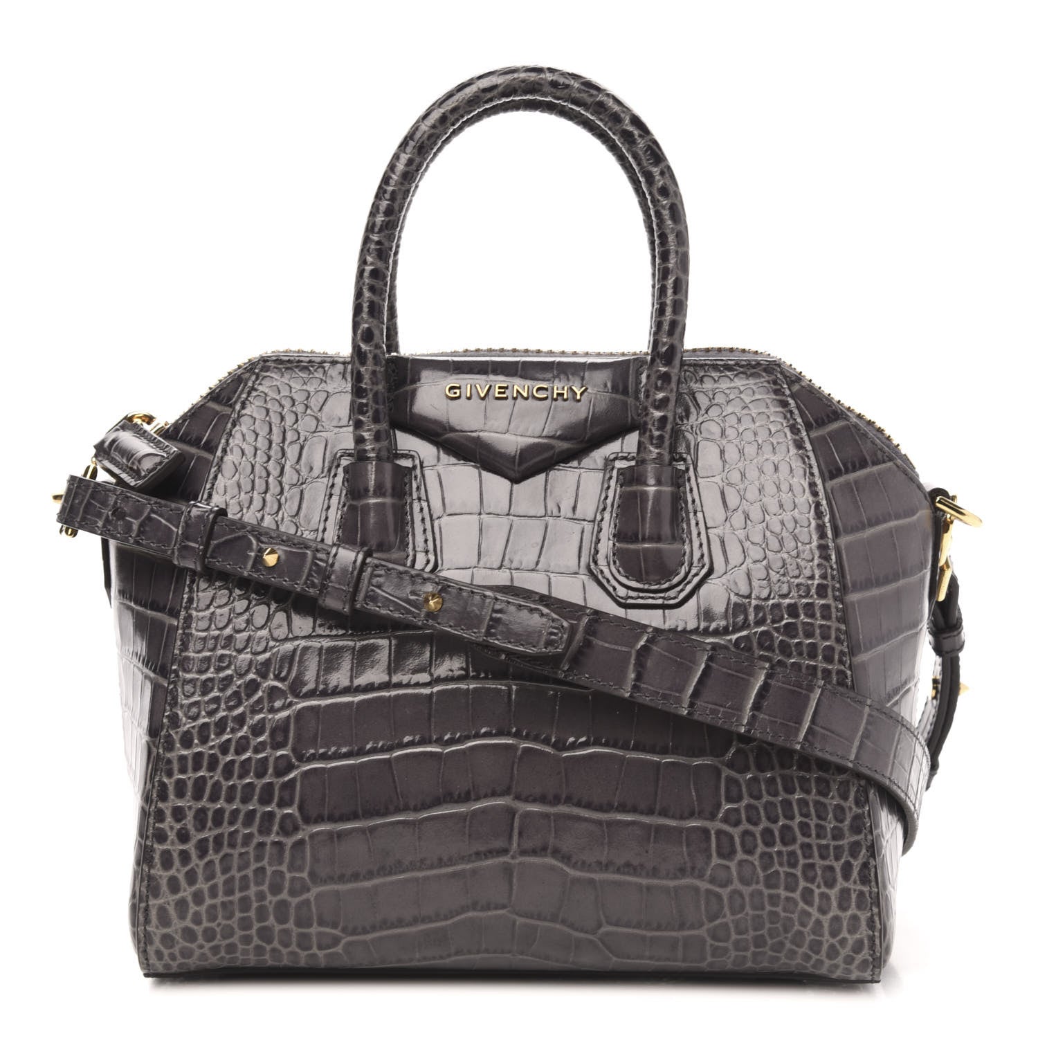 Givenchy Calfskin Crocodile Embossed Mini Antigona Storm Grey 1 of 10