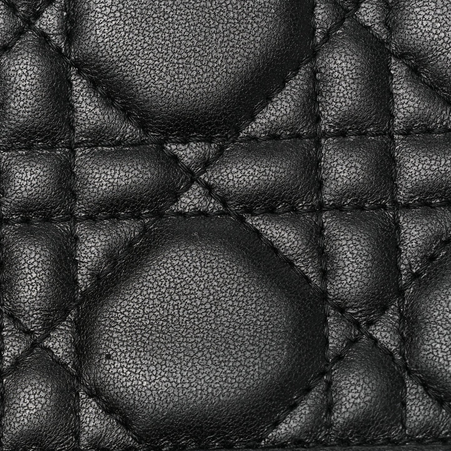 Lambskin Cannage Small Lady Dior Flap Card Holder Black