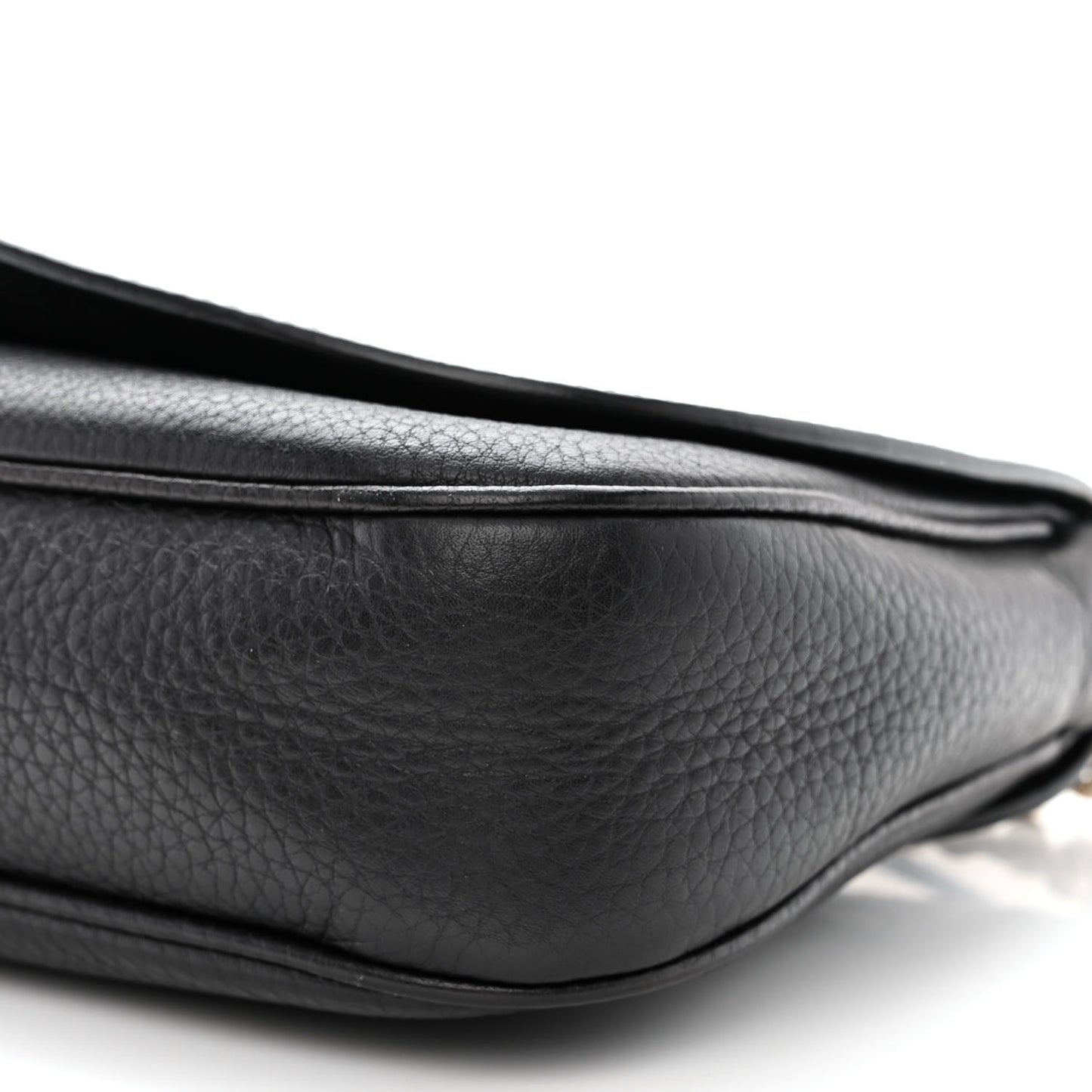 Pebbled Calfskin Medium Soho Flap Crossbody Black