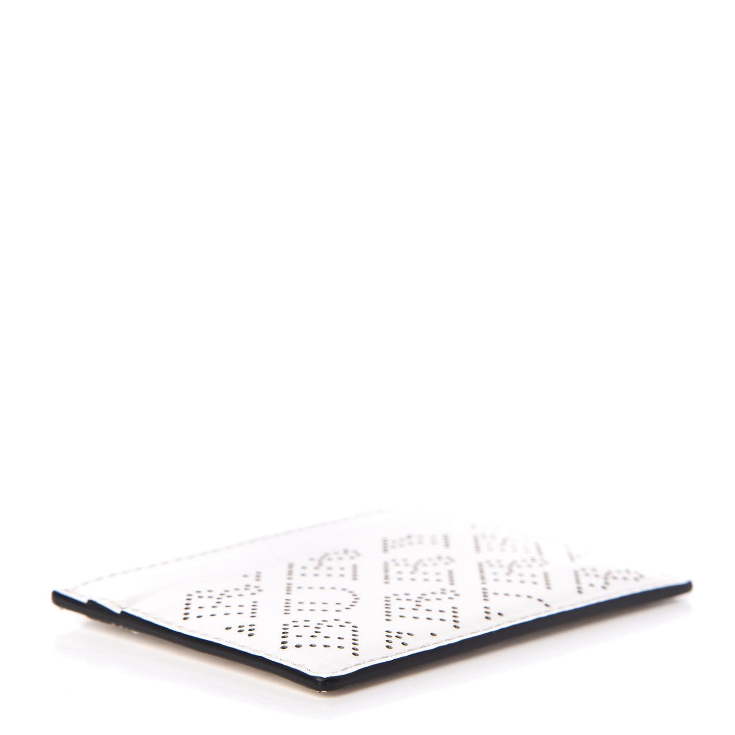 Calfskin Perforated Sandon Card Card Case White