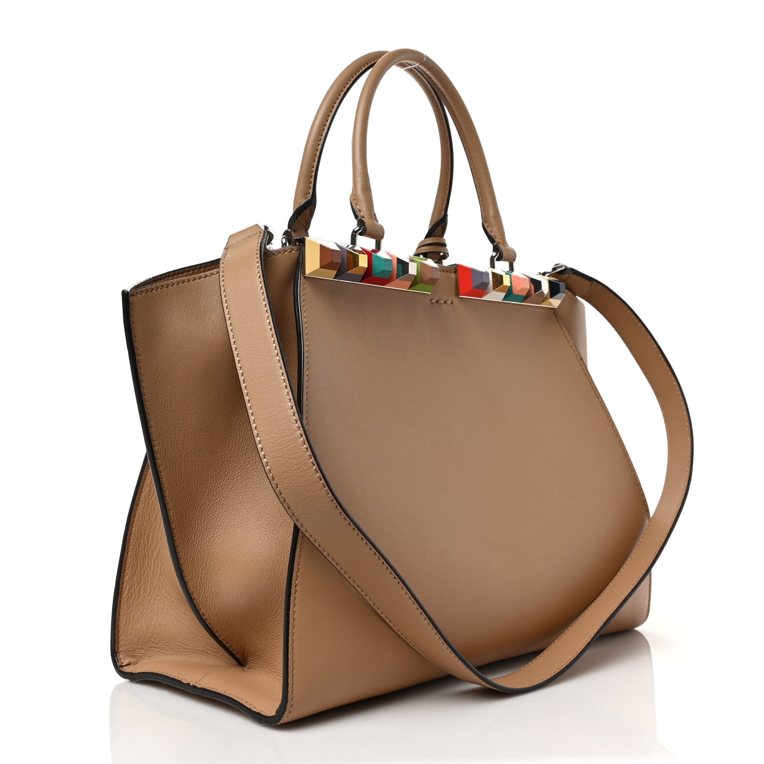 Fendi VItello Dolce Studded Petite 3Jours Tote Cuoio Multicolor 3 of 8