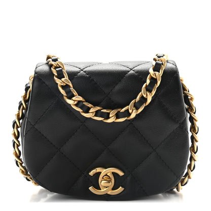 Chanel Calfskin Quilted Mini Coco Mail Clutch with Chain Black 1 of 10