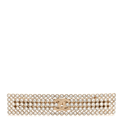 Chanel Metal Crystal CC Hair Clip Barrette Gold 1 of 4