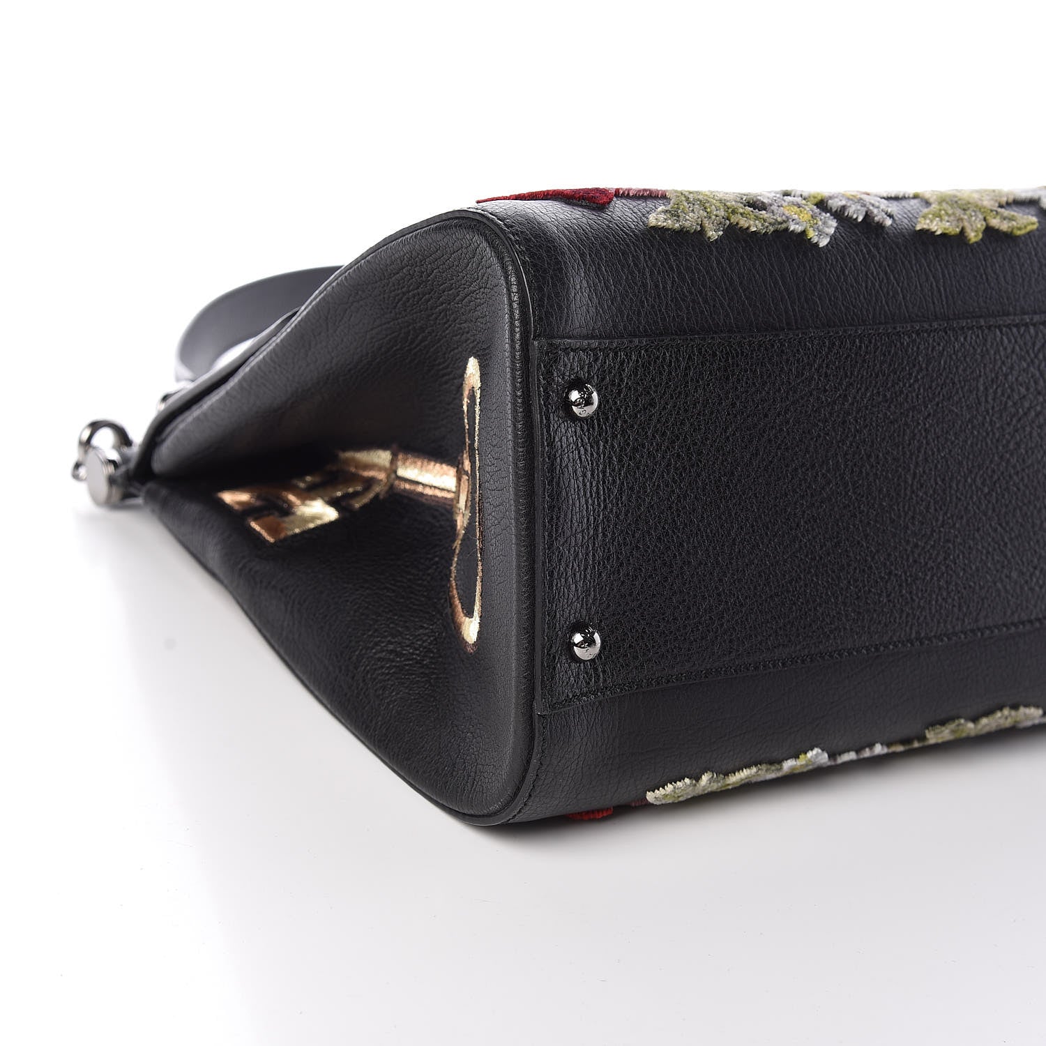 Dolce & Gabbana Calfskin Embroidered Keys Large Miss Sicily Satchel Black 5 of 10