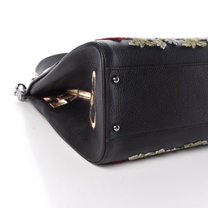 Dolce & Gabbana Calfskin Embroidered Keys Large Miss Sicily Satchel Black 5 of 10