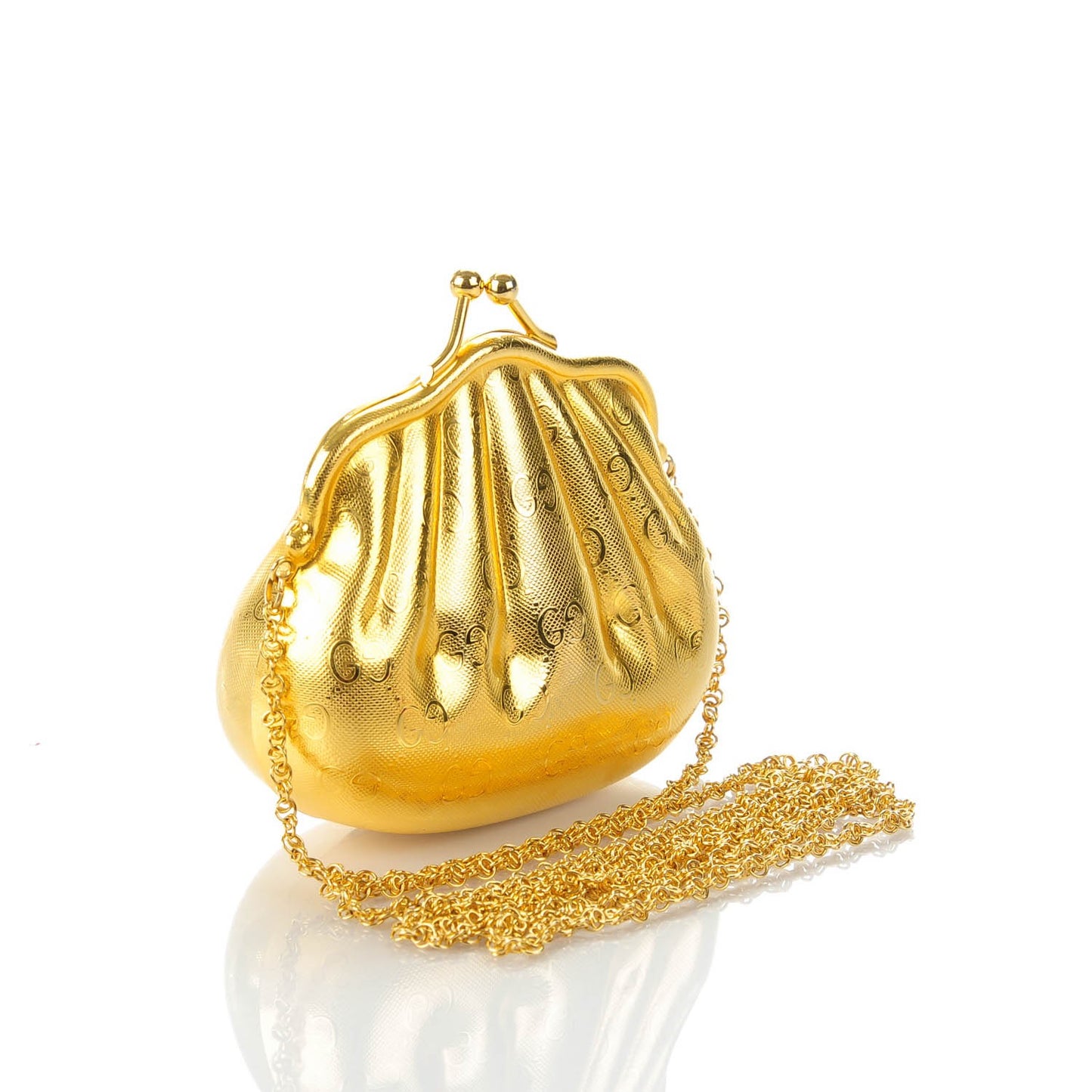 Metal GG Monogram Kisslock Minaudiere Gold