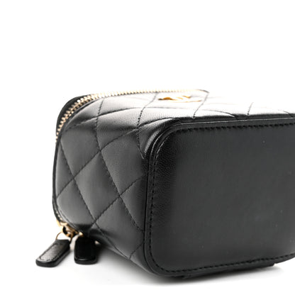 Chanel Lambskin Quilted Top Handle Mini Vanity Case With Chain Black 8 of 9