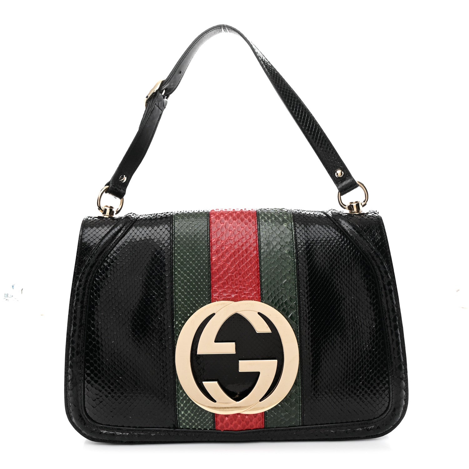 Gucci Snakeskin Web Blondie Hobo Black 1 of 14