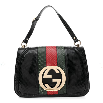 Gucci Snakeskin Web Blondie Hobo Black 1 of 14