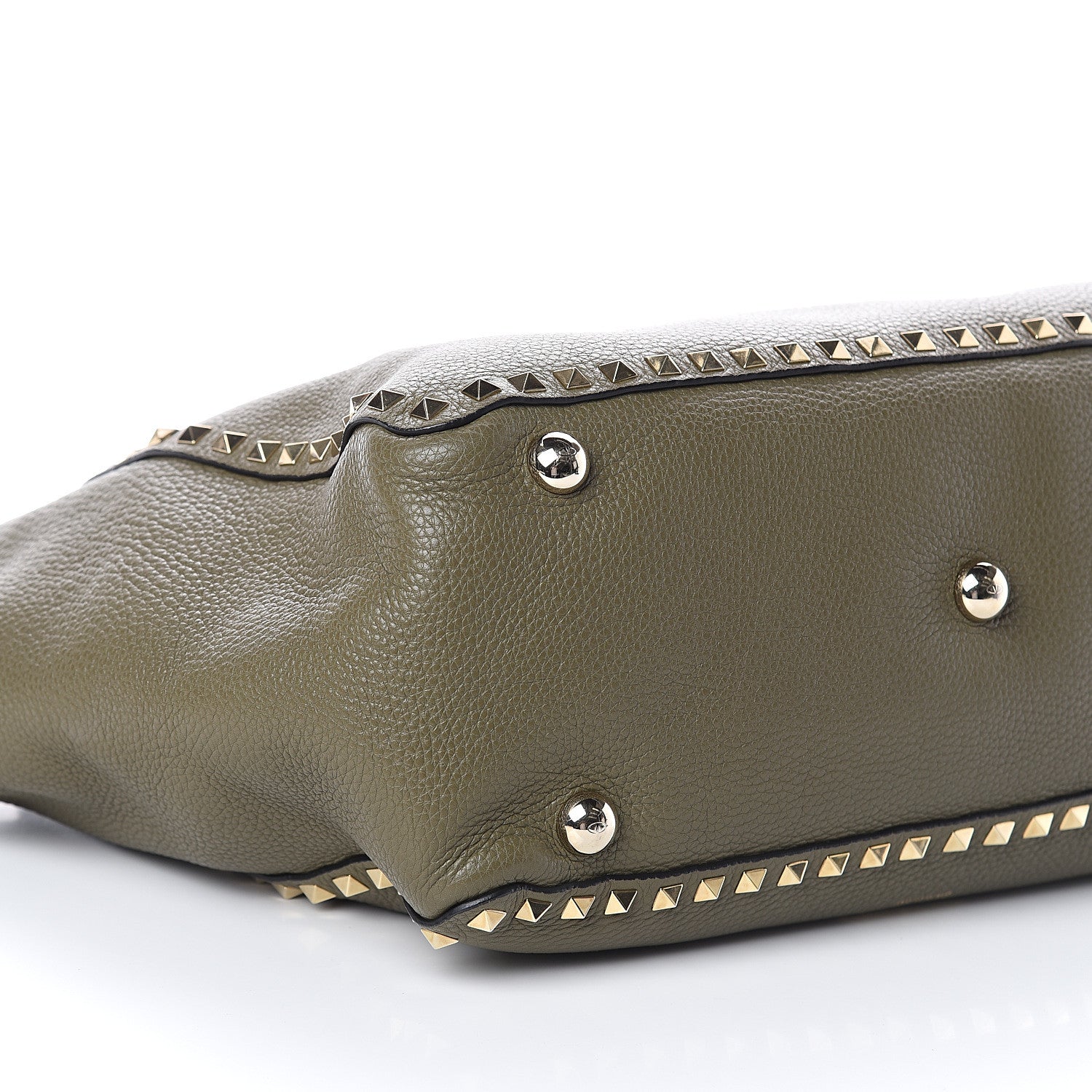 Valentino Garavani Pebbled Calfskin Medium Rockstud Tote Army Green 6 of 7