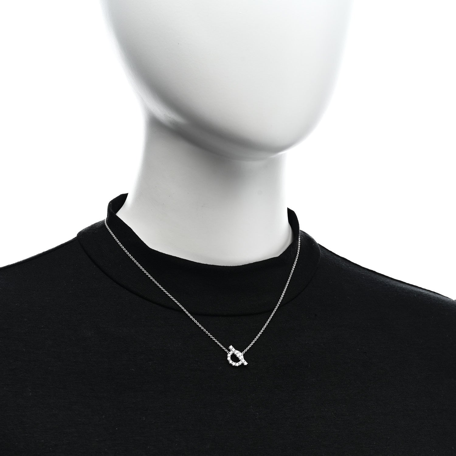 Hermes 18K White Gold Diamond Finesse Pendant Necklace 2 of 5