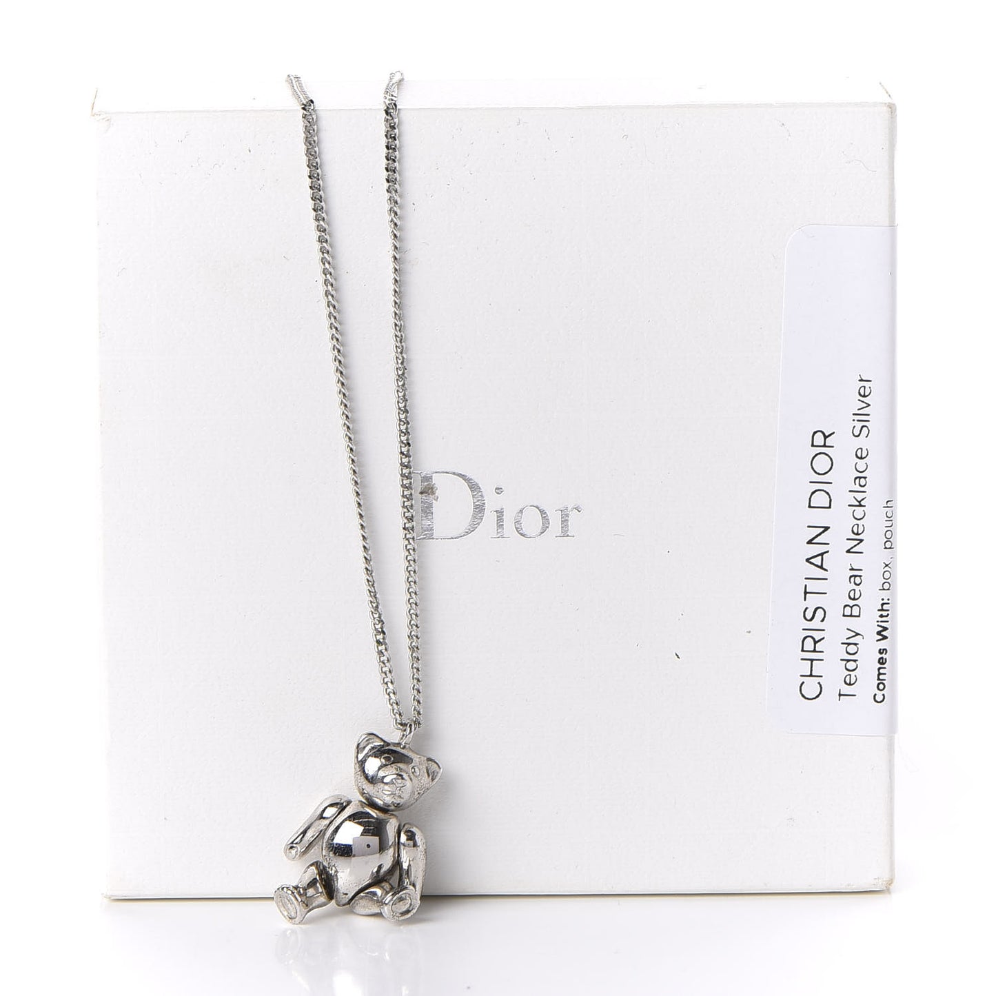 Teddy Bear Necklace Silver
