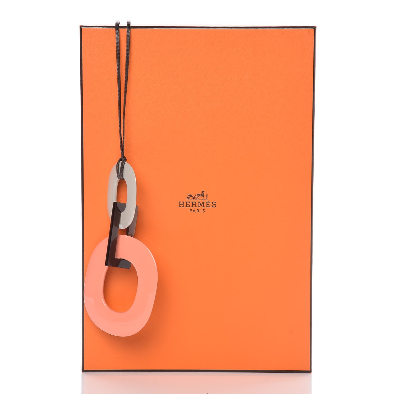 Hermes Lacquered Wood Buffalo Horn Kara Necklace Mink Saumon 5 of 5