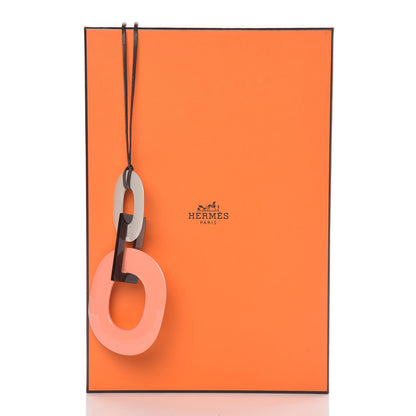 Hermes Lacquered Wood Buffalo Horn Kara Necklace Mink Saumon 5 of 5