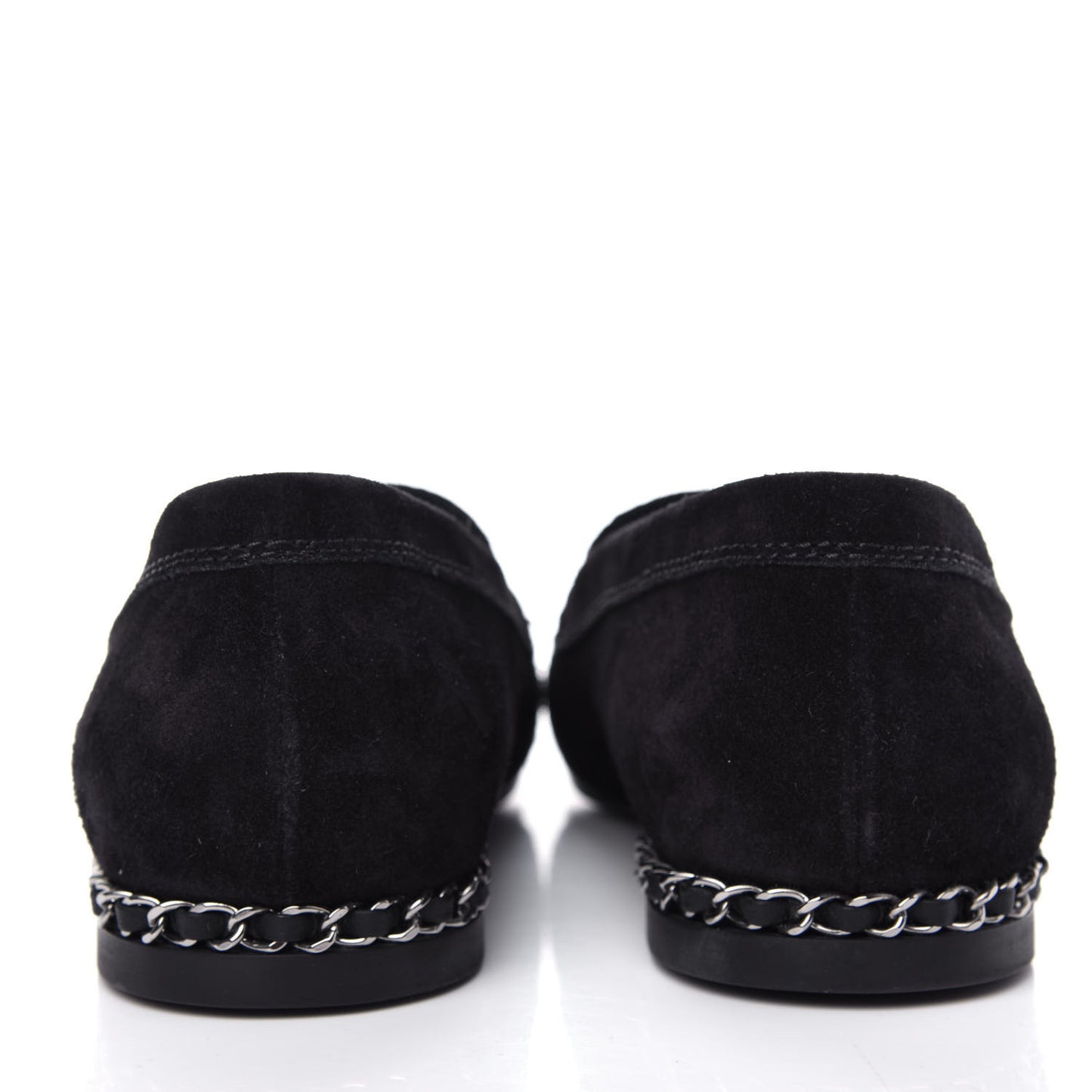 Suede Lambskin CC Chain Mocassin Loafers 40 Black