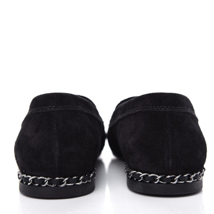 Chanel Suede Lambskin CC Chain Mocassin Loafers 40 Black 7 of 11