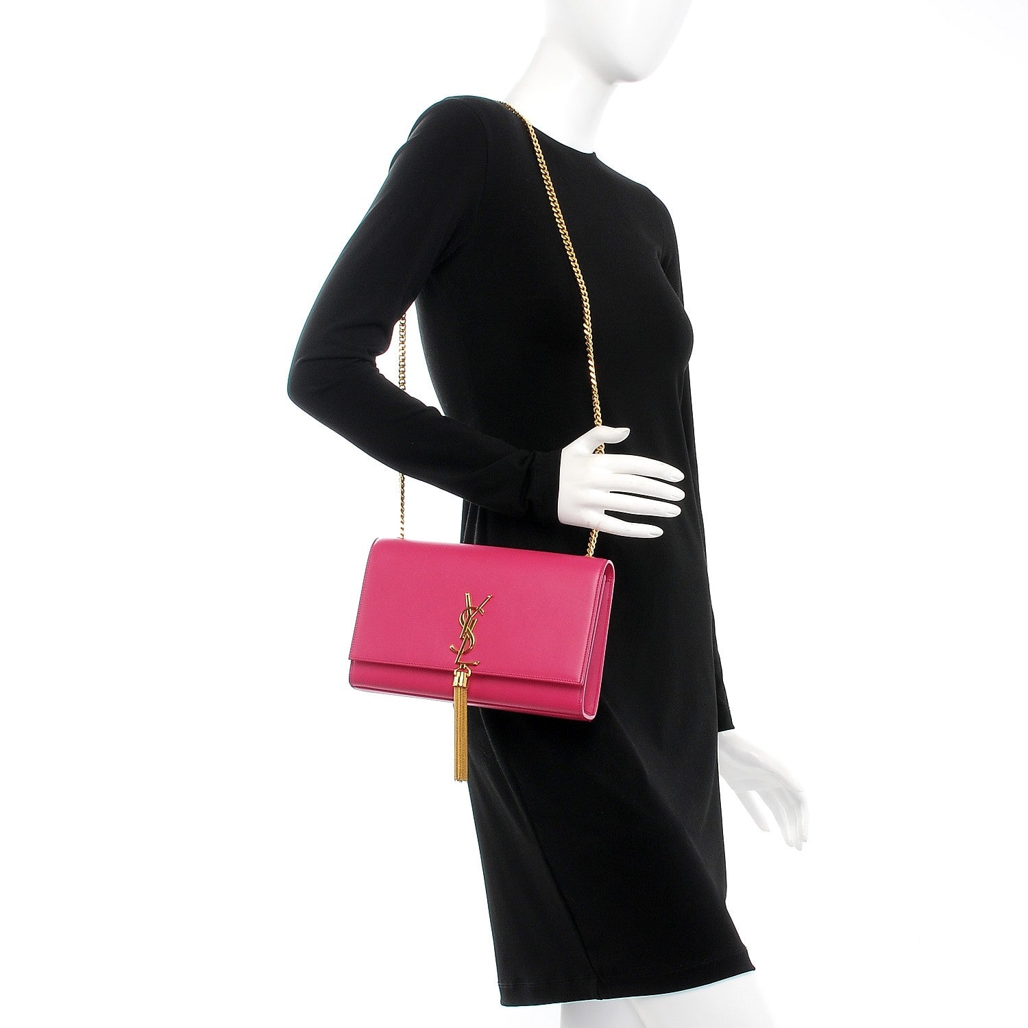Saint Laurent Smooth Calfskin Medium Classic Monogram Kate Tassel Satchel Fuchsia 2 of 7