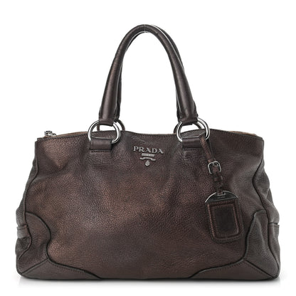 Prada Metallic Vitello Daino Hand Bag Piombo 1 of 22