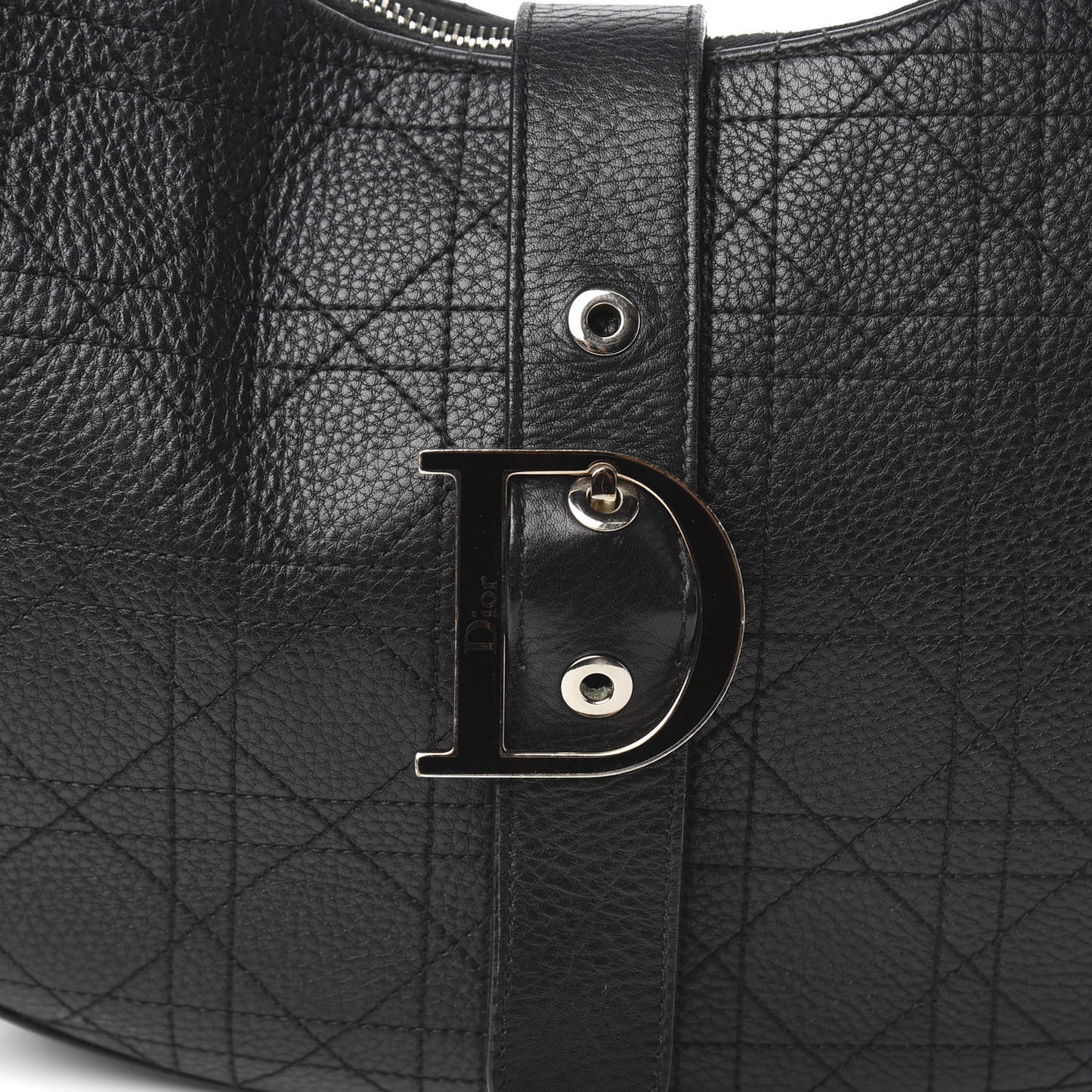 Grained Calfskin Cannage Hobo Black