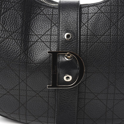 Christian Dior Grained Calfskin Cannage Hobo Black 13 of 14