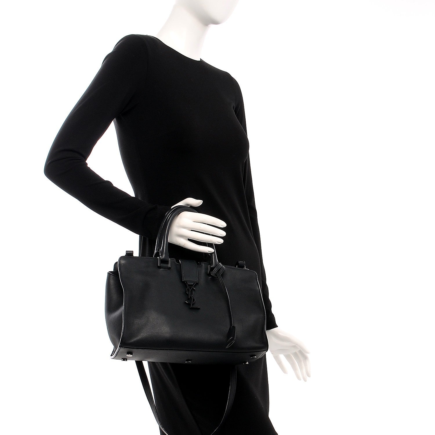 Saint Laurent Smooth Calfskin Small Monogram Cabas Black 3 of 18