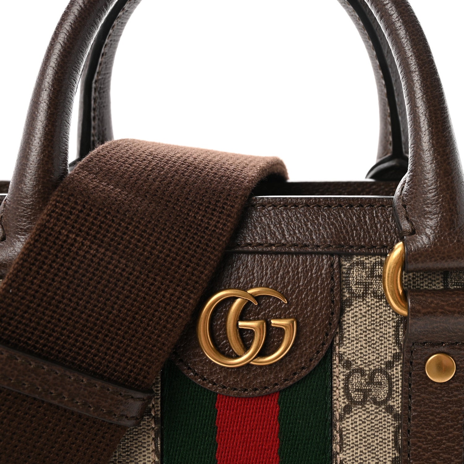 Gucci GG Supreme Monogram Textured Dollar Calfskin Web Medium Ophidia Tote Bag Beige Ebony 9 of 10