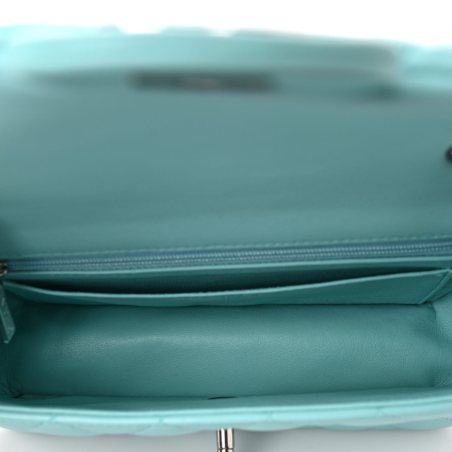Lambskin Quilted Mini Rectangular Flap Light Blue