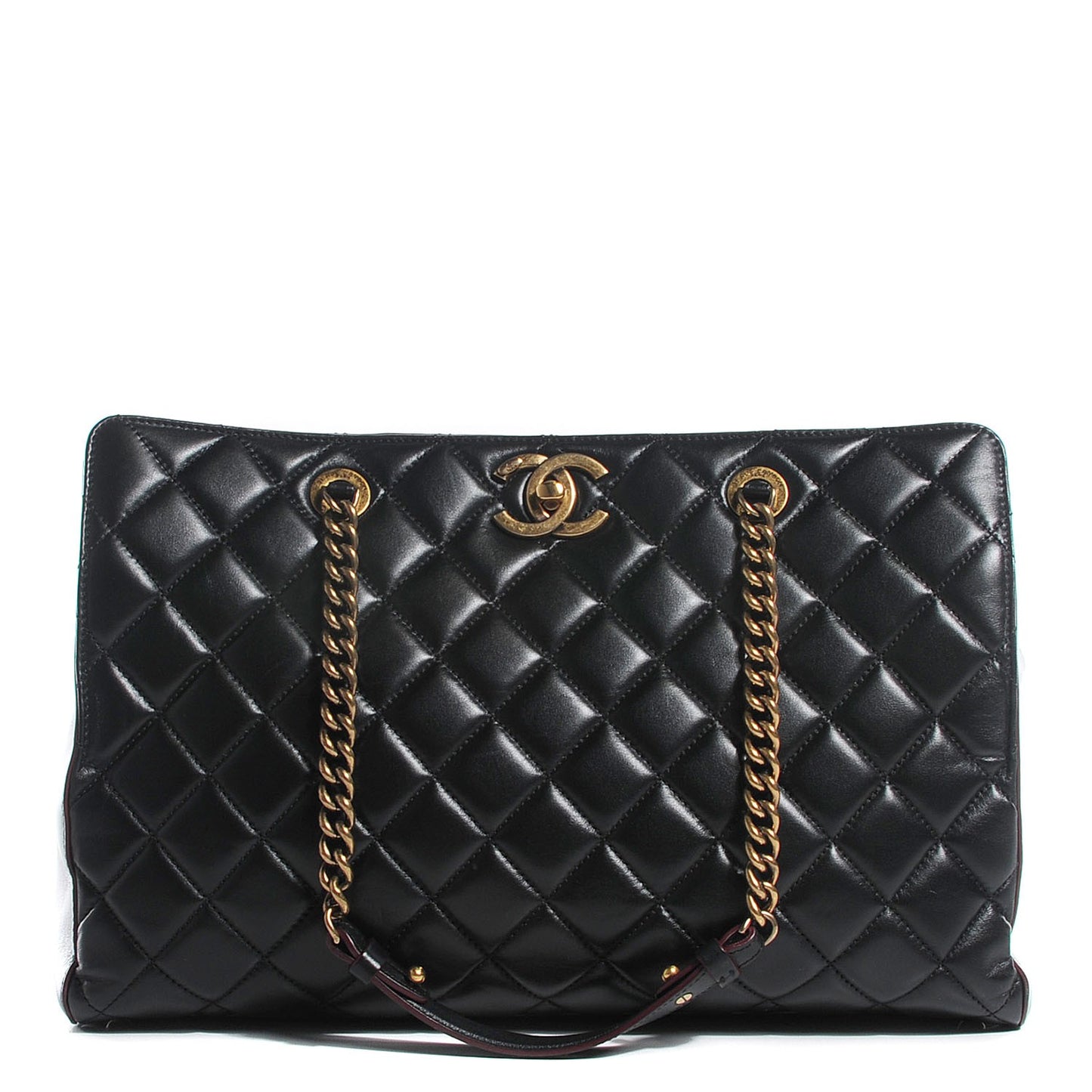Calfskin Quilted Perfect Edge Tote Black