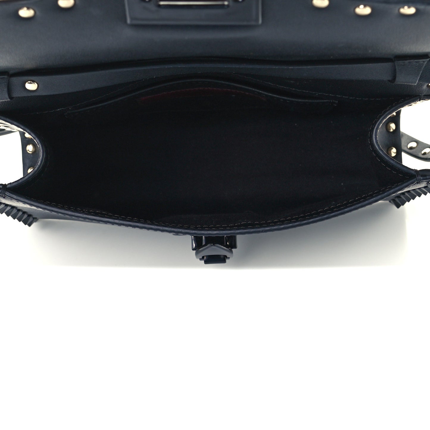 Vitello Monochrome Medium Rockstud Flip Lock Crossbody Bag Black