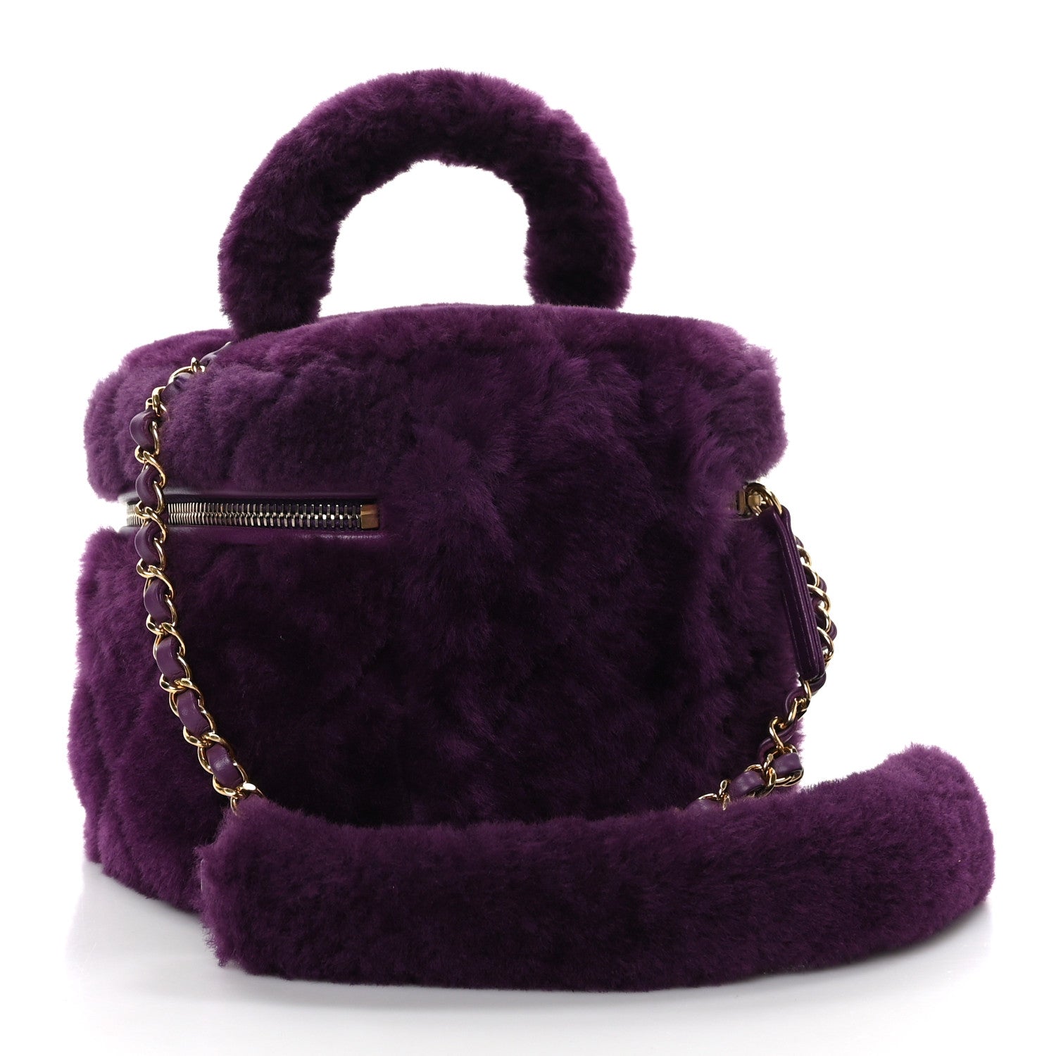 Chanel Shearling Lambskin Quilted Small Vanity Case Purple 4 of 12