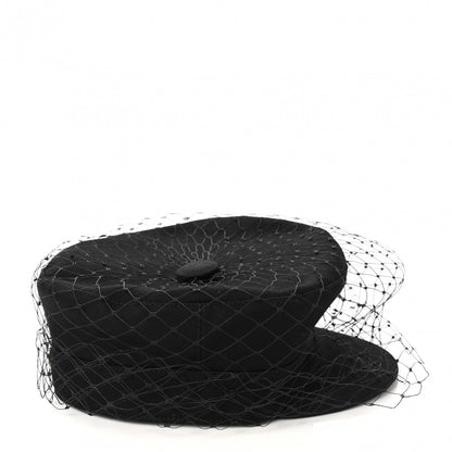 Christian Dior Cotton Canvas Arty Cap with Veil 58 Black 6 of 10