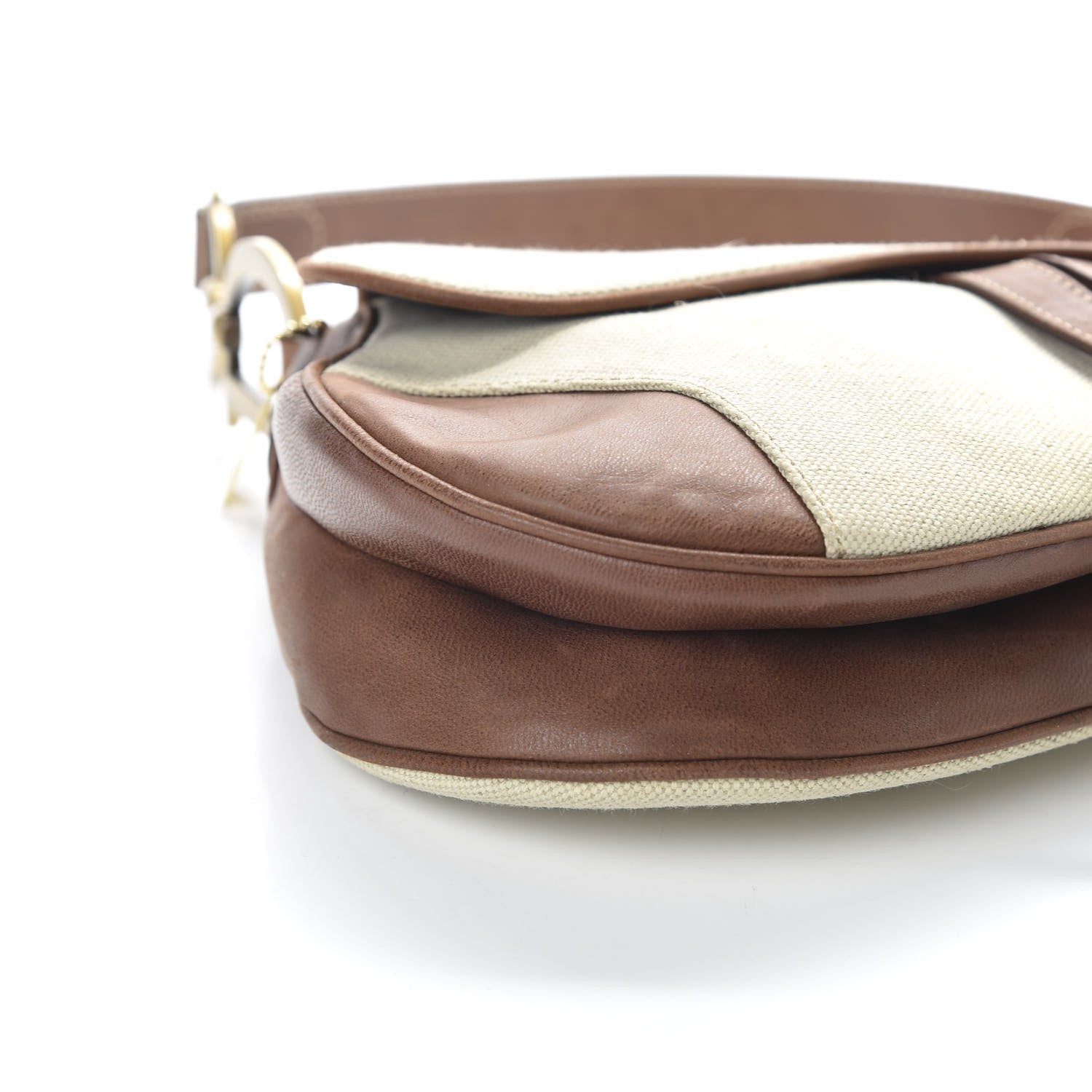 Christian Dior Canvas Calfskin Saddle Bag Beige 9 of 10