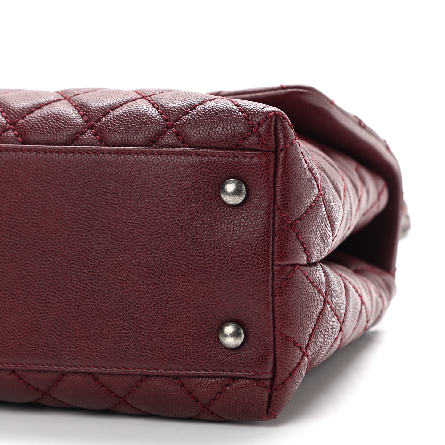 Caviar Quilted Medium Coco Handle Flap Burgundy