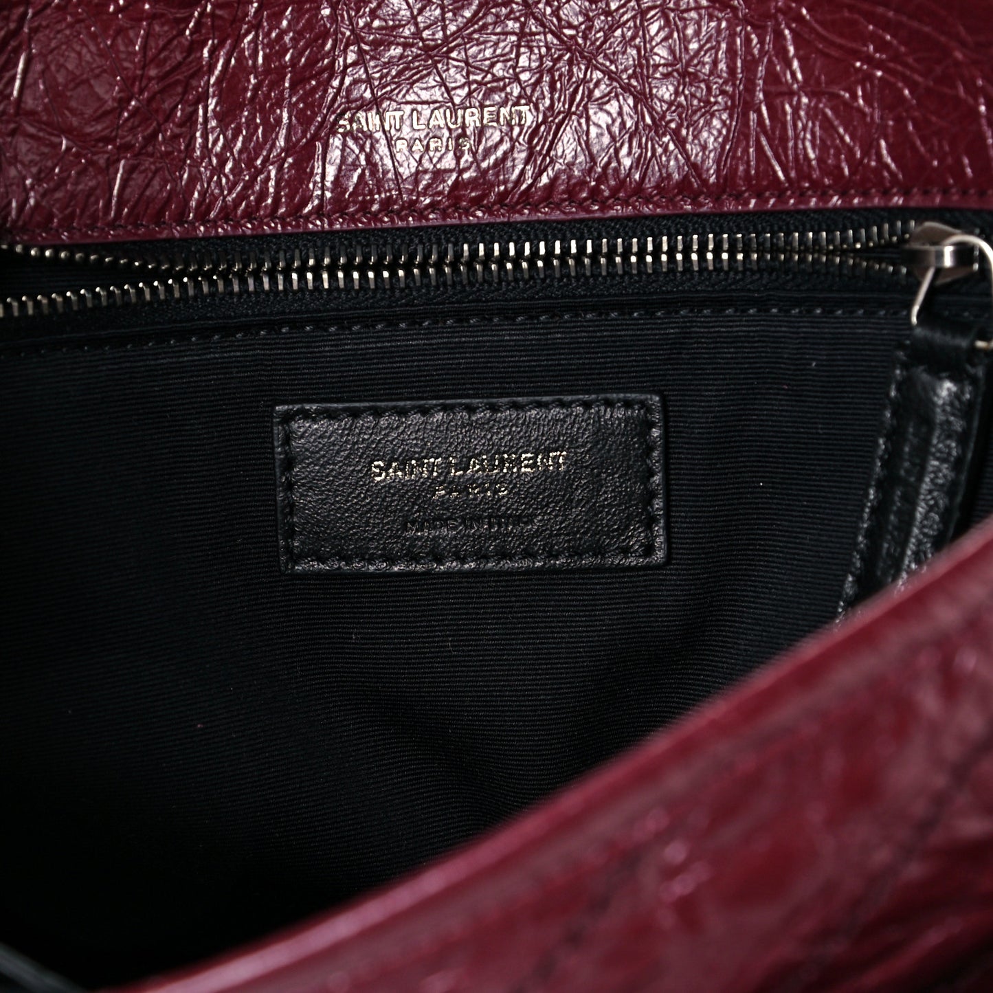 Crinkled Calfskin Matelasse Monogram Medium Niki Chain Satchel Rouge Legion