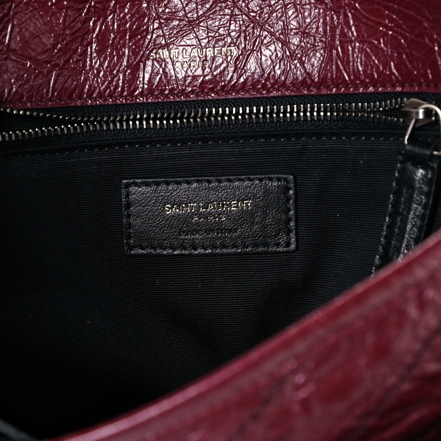 Saint Laurent Crinkled Calfskin Matelasse Monogram Medium Niki Chain Satchel Rouge Legion 6 of 10