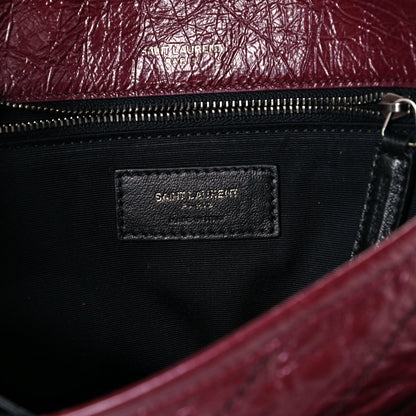 Saint Laurent Crinkled Calfskin Matelasse Monogram Medium Niki Chain Satchel Rouge Legion 6 of 10