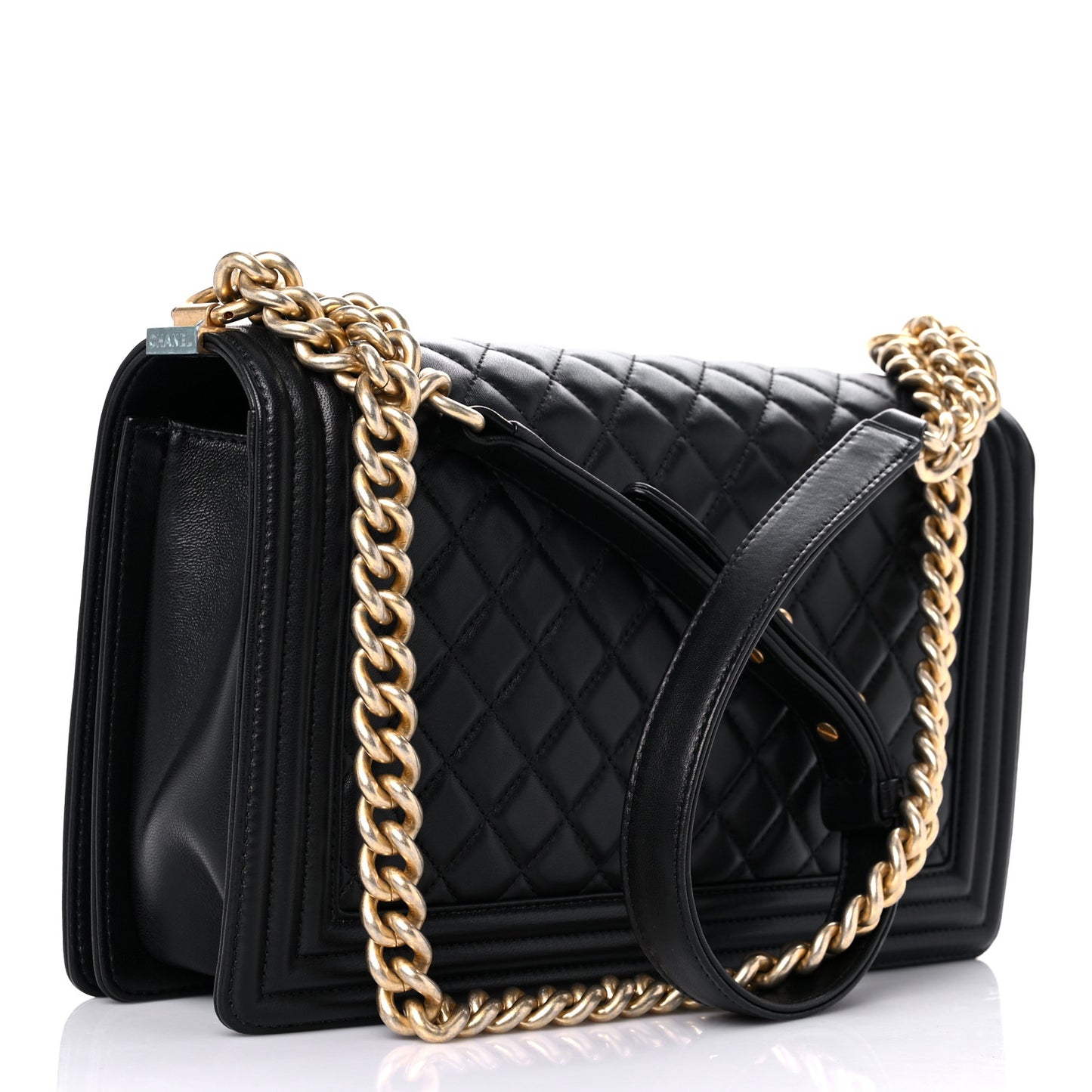 Lambskin Quilted New Medium Boy Flap Black