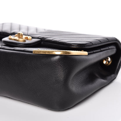 Chanel Calfskin Chevron Quilted Mini Rock The Corner Flap Black 9 of 10
